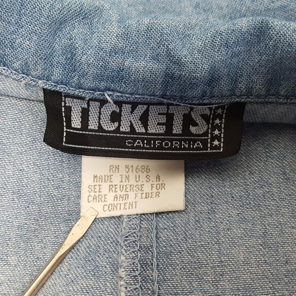 Vintage 90s Chambray Dress Women's 10 Blue Midi Sleeveless Button Front Cotton - Picture 3 of 14